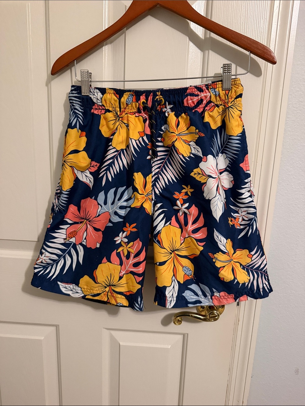 Men’s Navy Floral Swim Trunks